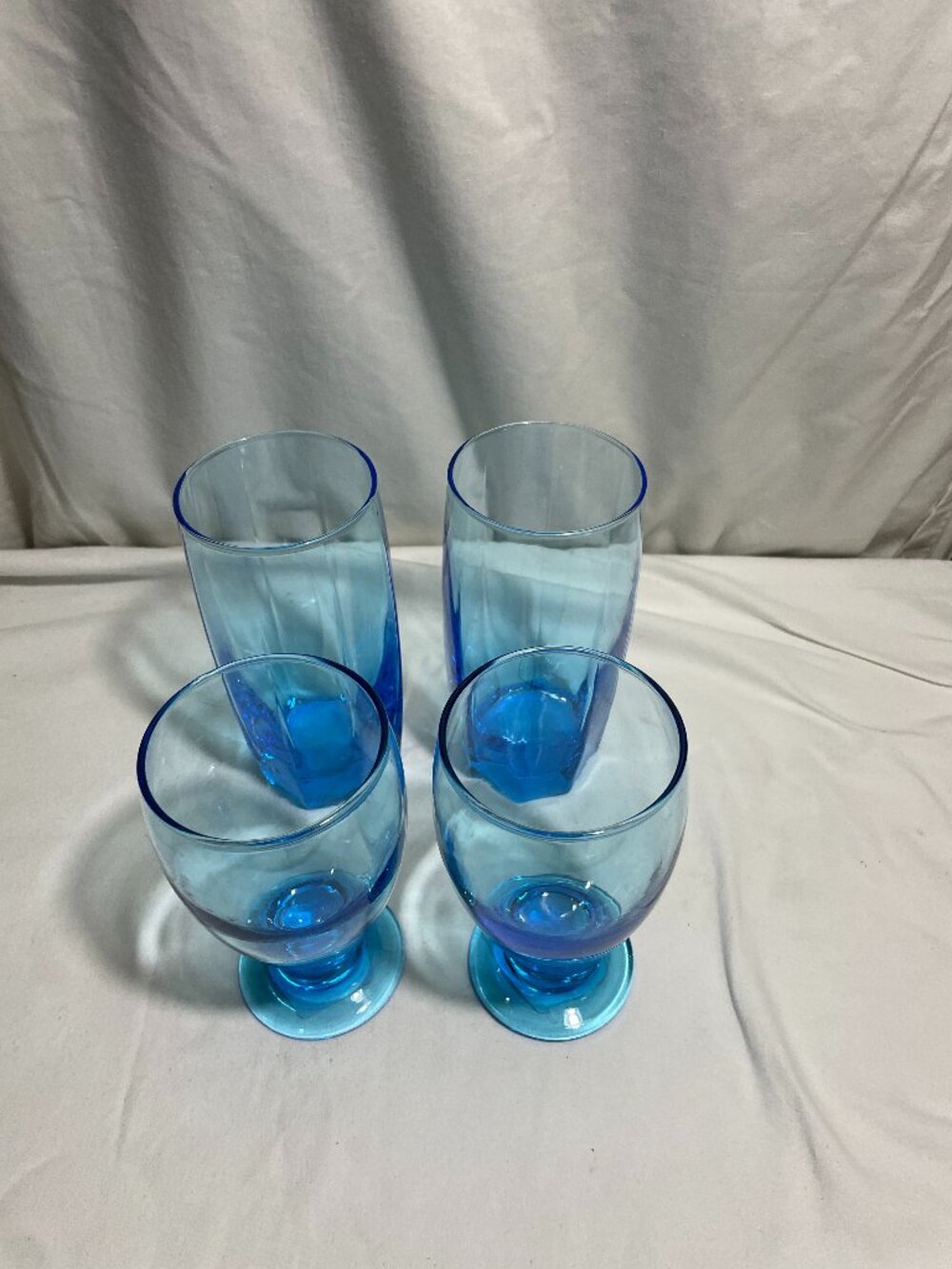 Cristar Sky Blue Glass Set of 4 Amadeus 16 oz Tumblers & Lex 12 oz Goblets